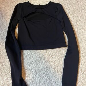 Garage Black Cutout Long Sleeve Crop Top